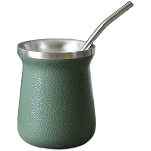 锤纹马黛茶杯子出口阿根廷不锈钢吸管过滤勺子密封出料嘴封口夹