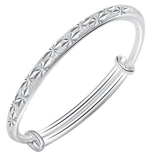 满天星手镯女纯银2025新款女孩实心推拉9999足银镯子生日新年礼物