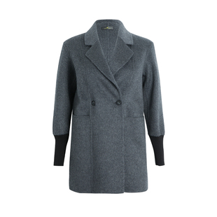 美丽客栈高端秋冬绵羊毛双面呢大衣女大码女装短款羊驼毛兔毛外套