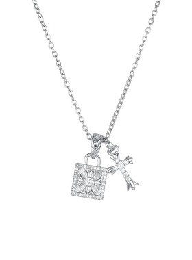 锁头十字架锆石项链女时尚复古