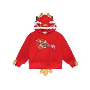 棉致拜年服男童唐装冬季2024龙年新年装过年衣服儿童红色卫衣秋冬