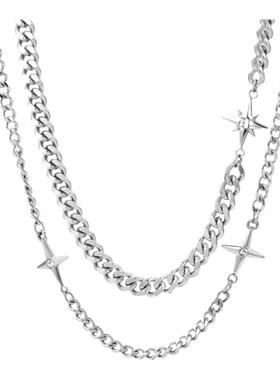 DH7星芒古巴项链钛钢男款叠戴