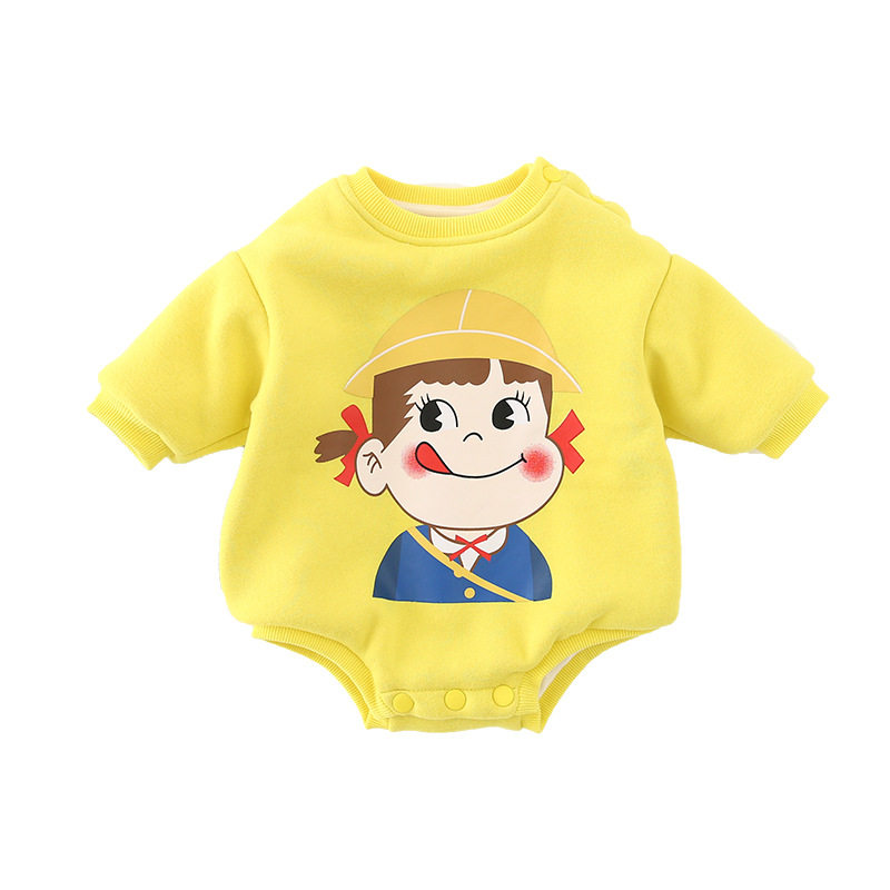 婴儿秋冬包屁衣加绒宝宝加厚哈衣新生儿衣服冬装网红可爱连体衣冬