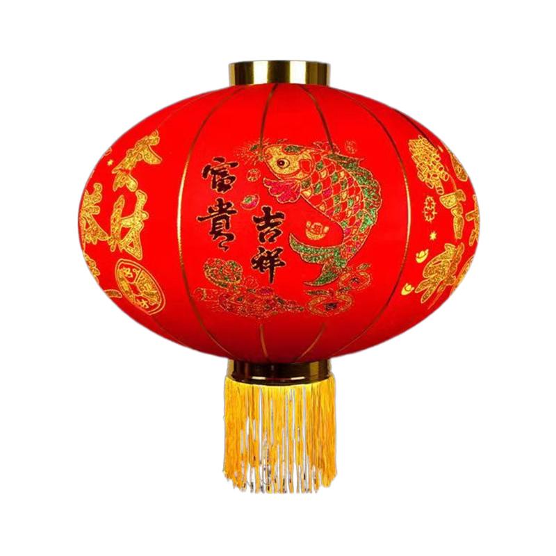 新款春节大红灯笼大门口植绒灯笼