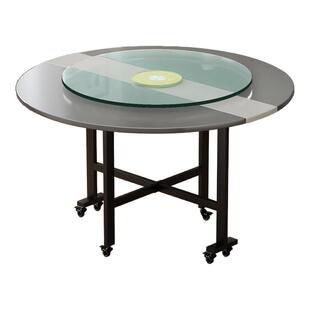 折叠桌餐桌12人家用饭桌酒店聚餐大圆桌可移动创意桌椅组合吃饭桌