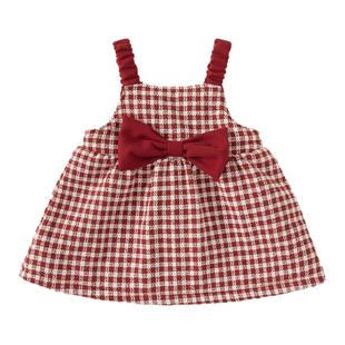 贝贝城女童裙子秋冬新款保暖女孩夹棉格子背带裙洋气女宝保暖冬装