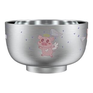 304不锈钢儿童亲子碗食品级双层隔热防烫防摔汤碗创意生肖铁饭碗