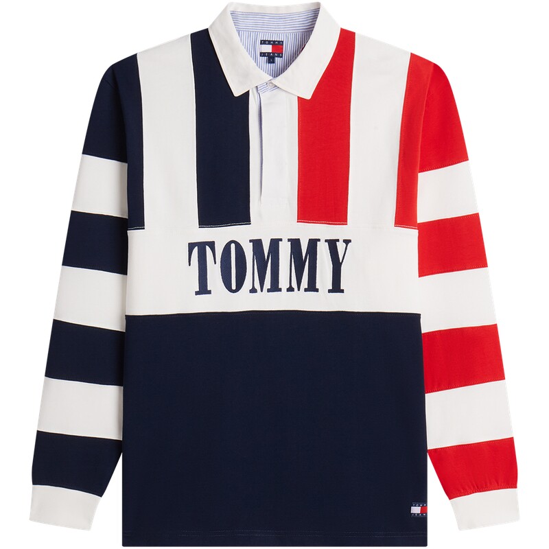 Tommy男装纯棉拼色刺绣宽松POLO