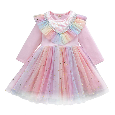 女童秋冬小马宝莉彩虹加绒连衣裙