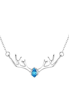s925纯银项链女日韩小鹿节日水晶