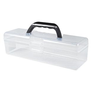 长方形书法画具收纳盒透明塑料盒子水粉笔盒钓鱼专用工具箱加长加宽加厚画笔毛笔油画丙烯便携手提式储物盒