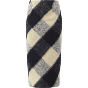 COCOBELLA25秋冬长毛格子过膝半身裙女中长款毛呢直筒裙HS603