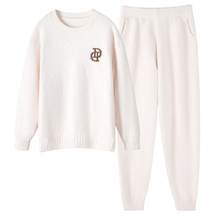 2025新款睡衣女士秋冬珊瑚绒加厚家居服半边绒可外穿冬天加绒套装