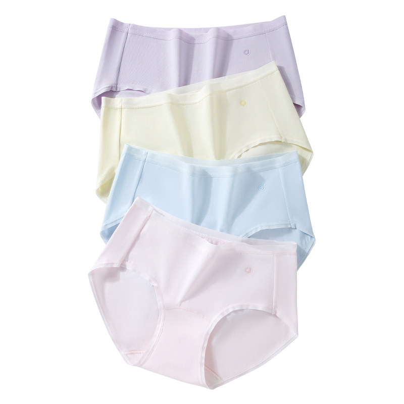 黛尔佳人【原创】零染棉内裤中腰无痕透气纯棉加长裆女生三角裤