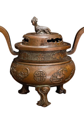 藏村九寸知足官帽耳熏炉室内家用复古盘香熏香炉桌面创意摆件