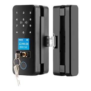 玻璃门指纹锁免开孔办公室密码有框无框单门双门双开电子智能门锁