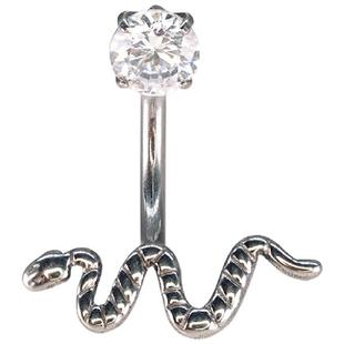 rock boil小蛇F136钛合金唇环唇钉耳环女养耳洞内螺纹锆石耳蜗钉