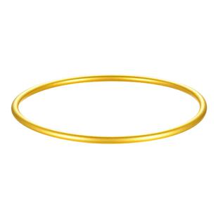 中国珠宝足金素圈黄金手镯女古法纯金镯子细款手环妇节礼物送女友