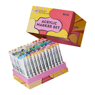 Arrtx阿泰诗丙烯马克笔120色动漫色软头速干美术生绘画学生儿童彩笔专业动漫配色礼盒包装送礼安全高饱和