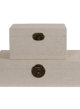 新中式风样板房棉麻盒子软装饰品