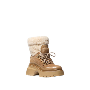 【两件折上折】MICHAEL KORS MK Shiloh 女士皮质拼接短筒雪地靴