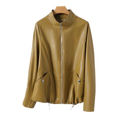 绵羊皮女士皮衣短款立领韩版宽松