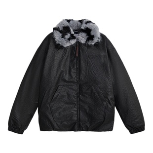 VETEMENTS男女时尚立体钢印石头纹PU皮90%白鸭绒羽绒服35710013