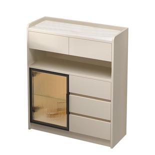 奶油岩板超薄餐边柜厨房收纳储物柜20cm窄边柜客厅靠墙柜子G325