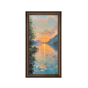 日出东方玄关装饰画2025新款走廊过道挂画风景壁画高级感复古油画