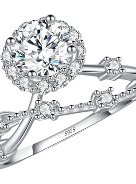 雅影莫桑钻S925纯银戒指女