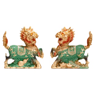 麒麟招财镇宅摆件一对珐琅彩高档风水吉祥物家居里客厅旺宅装饰品