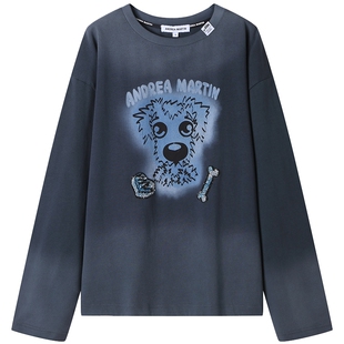 【罗予彤 周柯宇 张小斐同款】ANDREA MARTIN新款印花长袖T恤