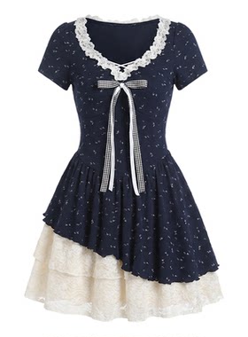 甜欲风短袖连衣裙女夏日碎花裙