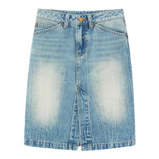 SMIIILE复古水洗包臀牛仔裙半身裙女中长款夏低腰开衩直筒裙显瘦