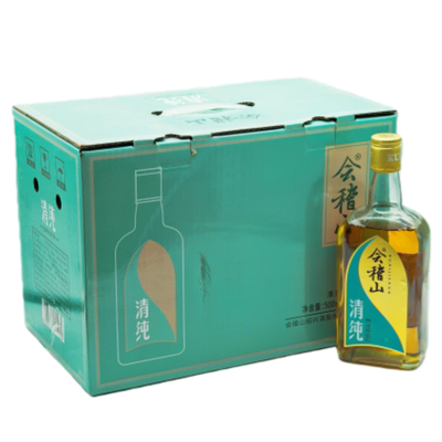 新款大礼盒会稽山清纯正宗绍兴黄酒花雕酒500mlx6无焦糖色整箱