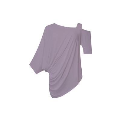 TU女装 晨霭织光 桑蚕丝褶皱短袖T恤2026年春夏新款亲肤紫色上衣
