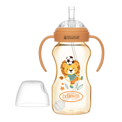 布朗博士吸管奶瓶1岁+宝宝喝水喝奶PPSU重力球吸管奶瓶