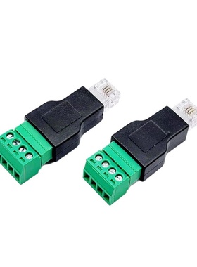 RJ11转4P接线端子6P4C水晶头焊绿色转接头网络免转接头端子