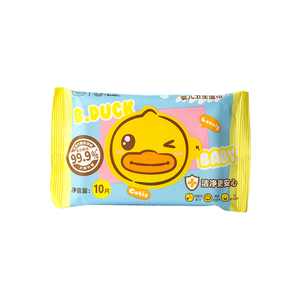 鳄鱼宝宝小黄鸭婴儿湿巾小包迷你出行便携随身装10P*5包