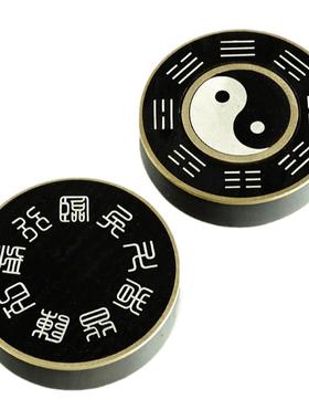 道家饰品九字真言银木镶银先天八卦吊坠太极旋转手把件道气挂饰