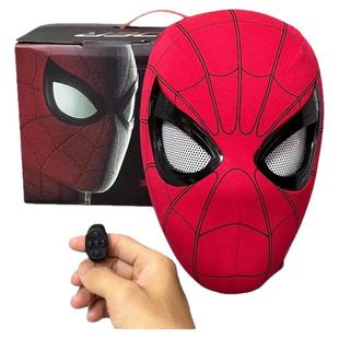 蜘蛛侠头套可动眼睛电动戒指全自动触摸发光迈尔斯面具儿童玩具