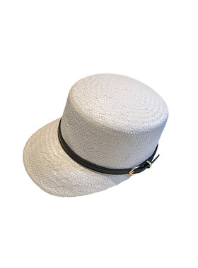 简约皮扣编织马术帽女黑白色时尚