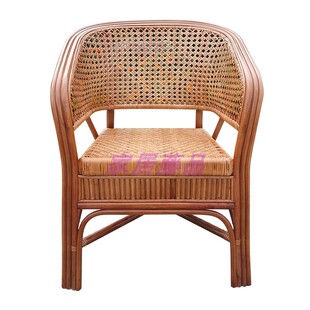 天然真藤编织椅老人椅单人靠背椅腾椅太师椅休闲办公椅阳台三件套