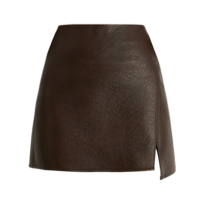 不对称时尚下摆开衩皮半裙