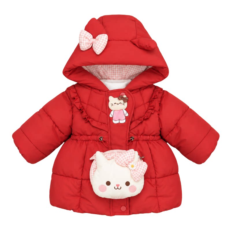 女童冬季加绒加厚棉衣洋气棉服潮