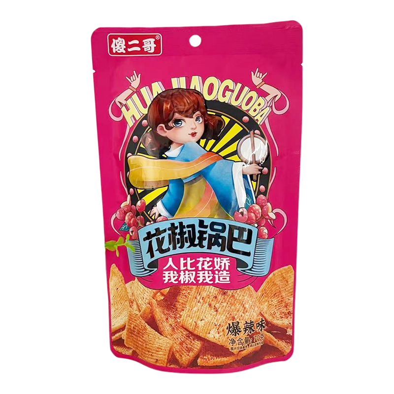 傻二哥花椒锅巴香味网红零食70g