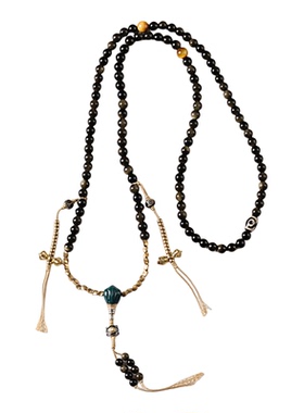 天然金曜石黑曜石流苏多圈手链