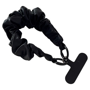 超好看皮质手机挂绳手腕挂件独特皱褶松紧弹力腕带手绳ins时尚网红挂饰高级新款链包包钥匙扣相机垫片皮绳壳