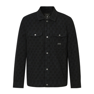 POLOWALK男式外套2025秋季新品简约时尚暗纹印花挺括翻领外套男