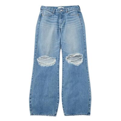 MOUSSY 春季低腰破洞水洗休闲直筒牛仔裤女010GST11-0170